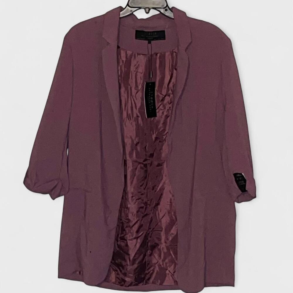 Stoosh Extraordinary Elder Berry 3/4 Sleeve Oversized Blazer - Size L